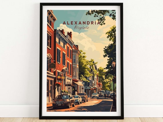 Alexandria Virginia Old Town Historic Brick Rowhouse Street Scene Poster
