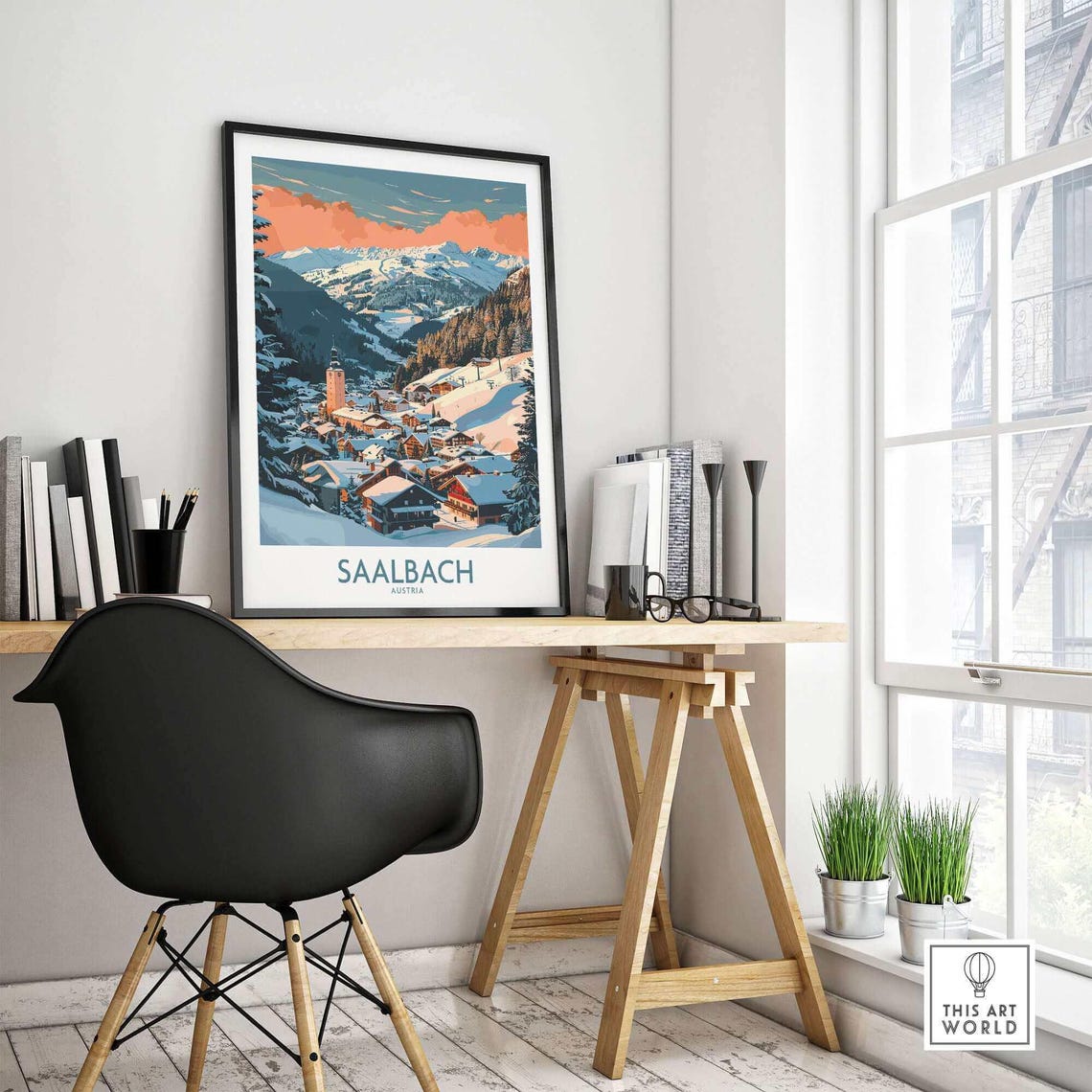 Saalbach Ski Resort, Ski Lodge Decor Art Print - Image 4
