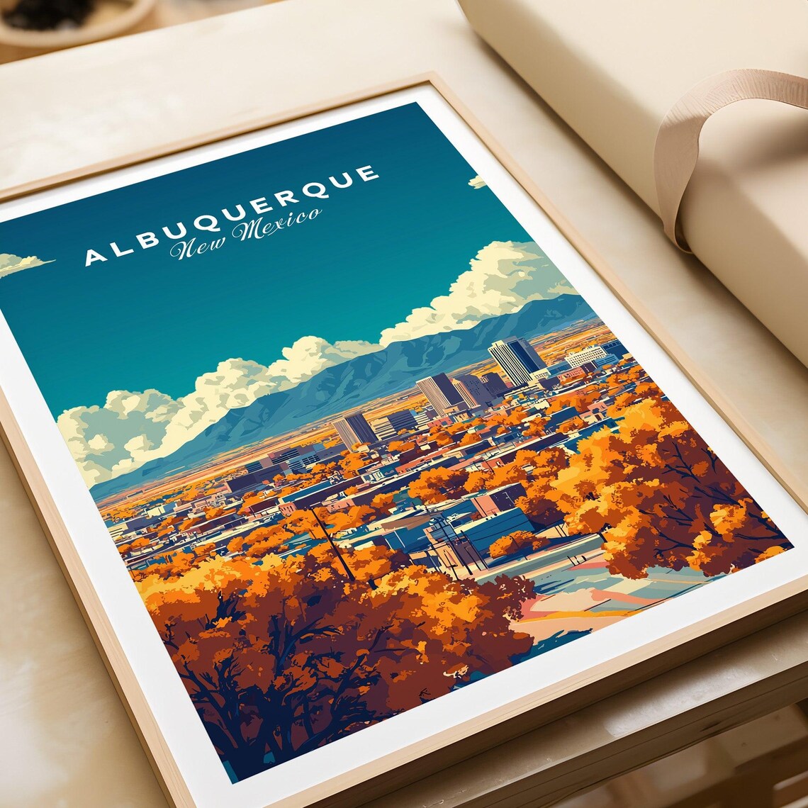Albuquerque New Mexico Skyline Sandia Mountains Travel Poster - Image 4