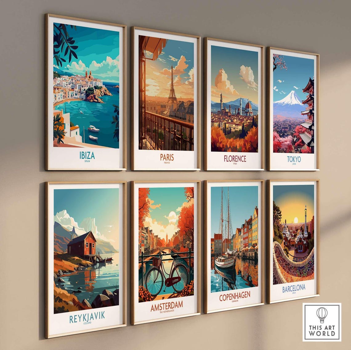 Balearic Ibiza Spain Whitewashed Town Sailboats Travel Poster - Image 3