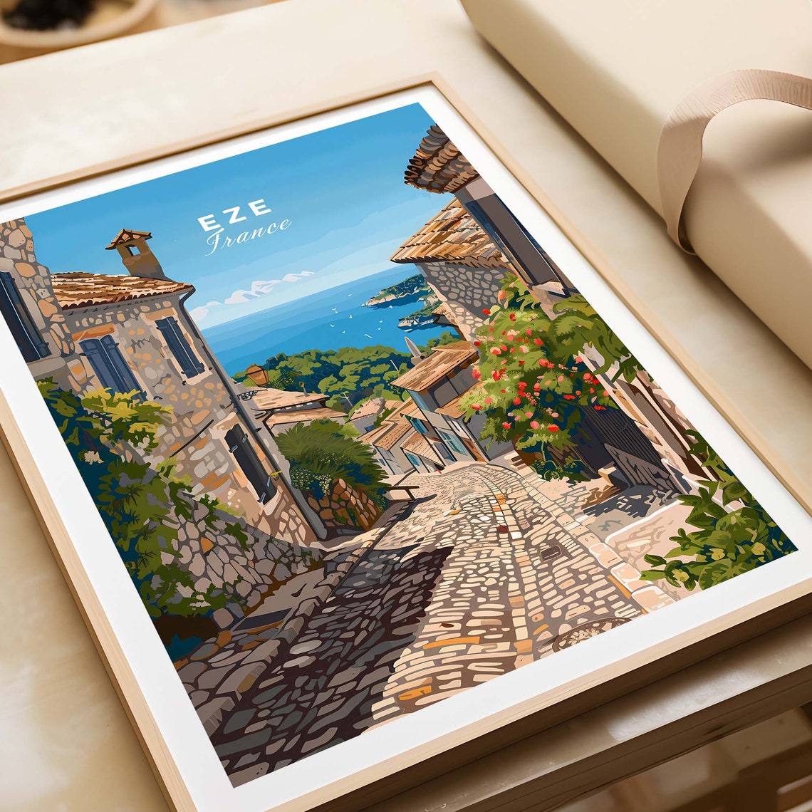 Eze Travel Print France Travel Poster Eze Artwork Poster Gift French Riviera Home Decor Eze Illustration Art Lover France Print Cte Dazur