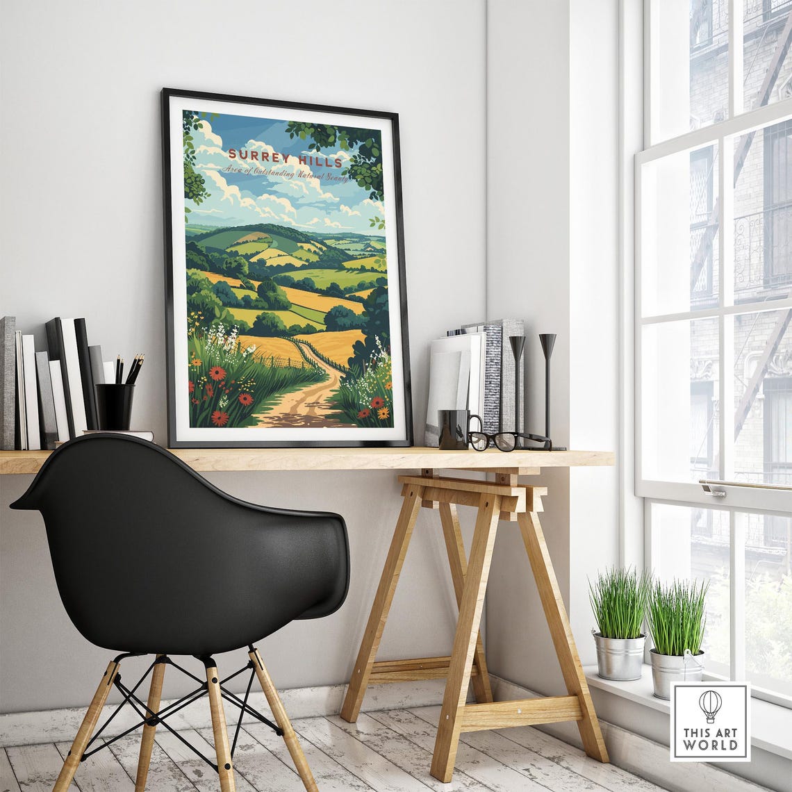 Surrey Hills England Green Valley Wildflower Trail Art Poster - Image 4