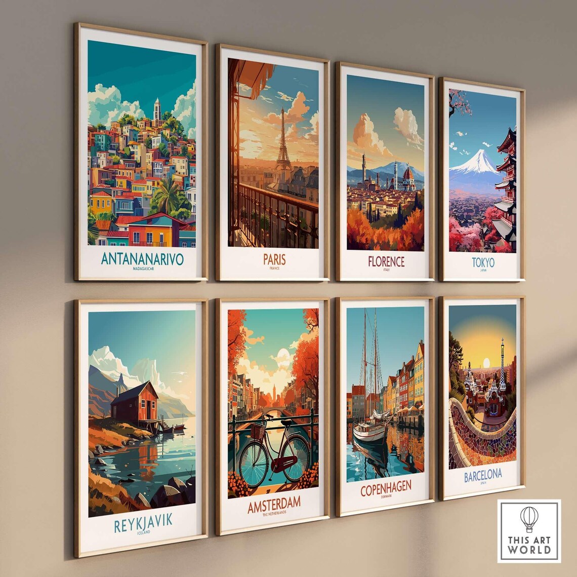 Antananarivo Madagascar Hillside Colorful Houses City Travel Poster - Image 3