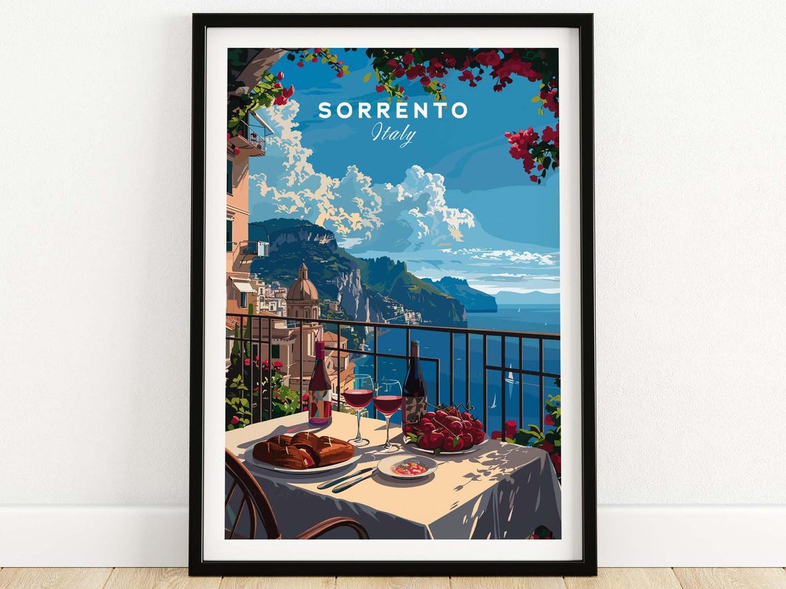 Sorrento Travel Print Italy Poster Artwork Gift Home Decor Illustration Art Lover