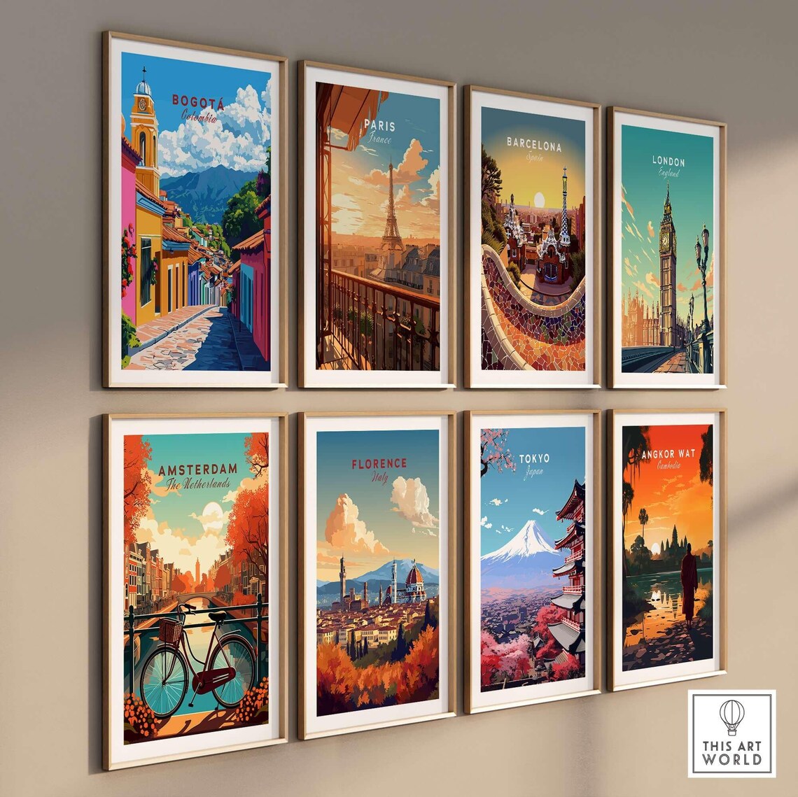 Bogotá Colombia Vibrant Street Colorful Houses Mountain Travel Poster - Image 3
