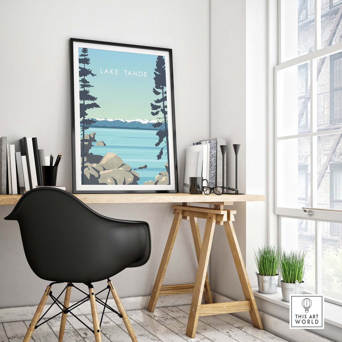 Lake Tahoe Minimalist Travel Poster, Lake House Decor - Image 4