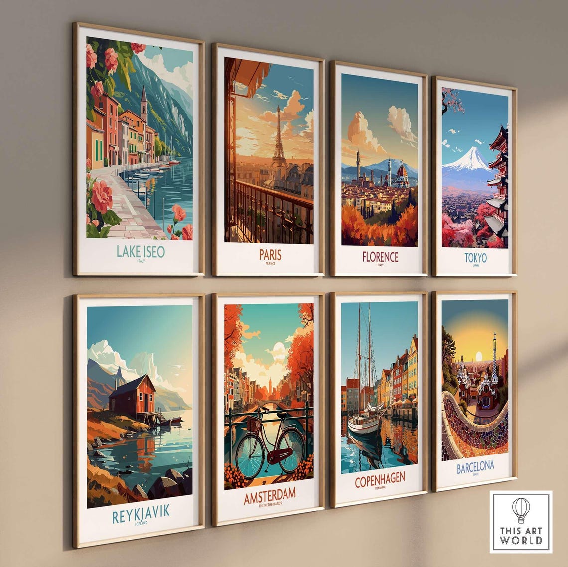 Lake Iseo Italy Lakeside Village Harbor Roses Mountain View Poster - Image 3