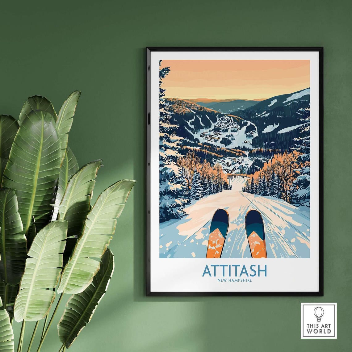 Attitash Travel Poster, Ski Resort Winter Sports - Image 2