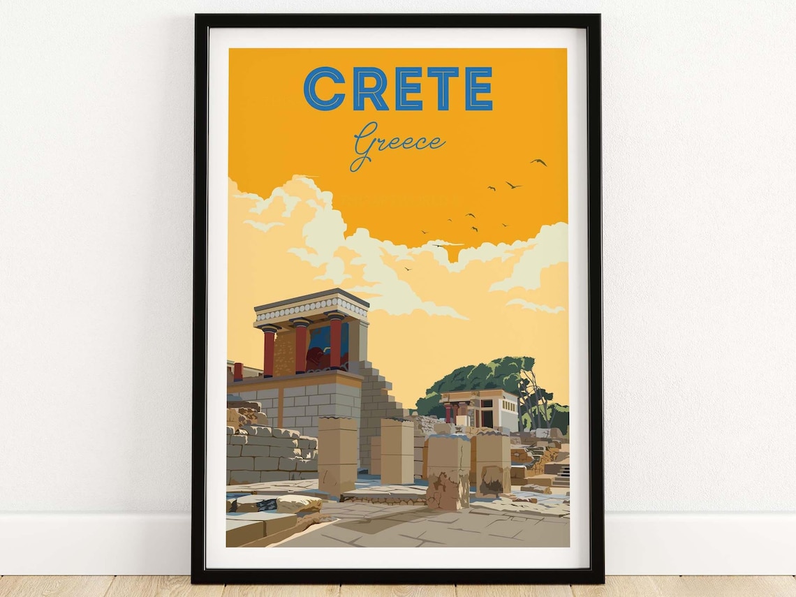 Crete Travel Poster, Greece Wall Art Home Decor