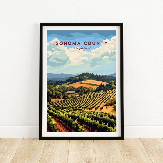 Sonoma County California Rolling Green Vineyard Hills Poster