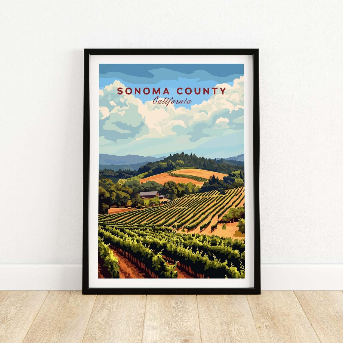 Sonoma County California Rolling Green Vineyard Hills Poster