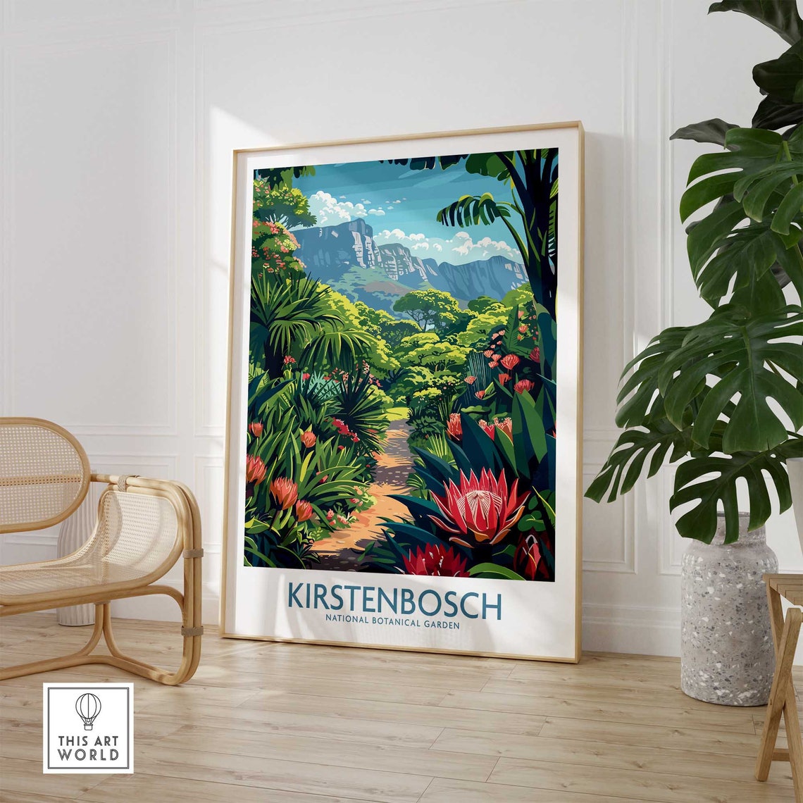 Kirstenbosch Botanical Garden Lush Path Protea Flowers Art Poster - Image 3