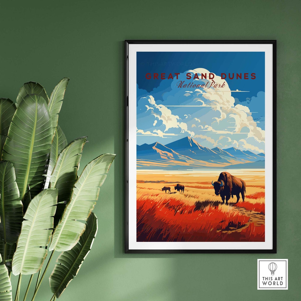 Great Sand Dunes National Park Bison Herd Vintage Travel Poster - Image 2