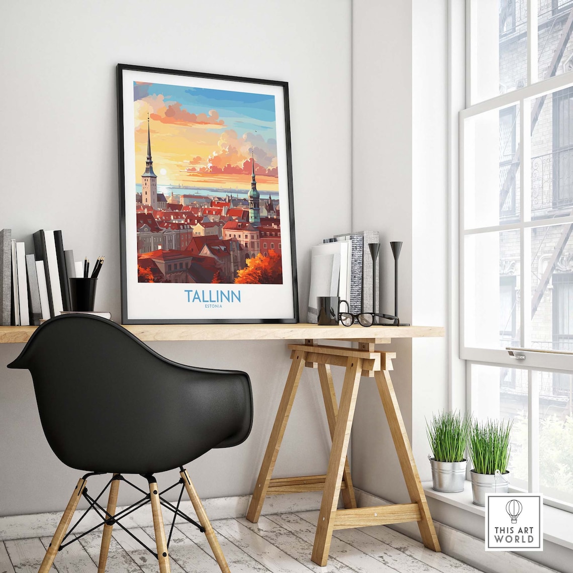 Tallinn Estonia Old Town Sunset Spires Harbor View Travel Poster - Image 4