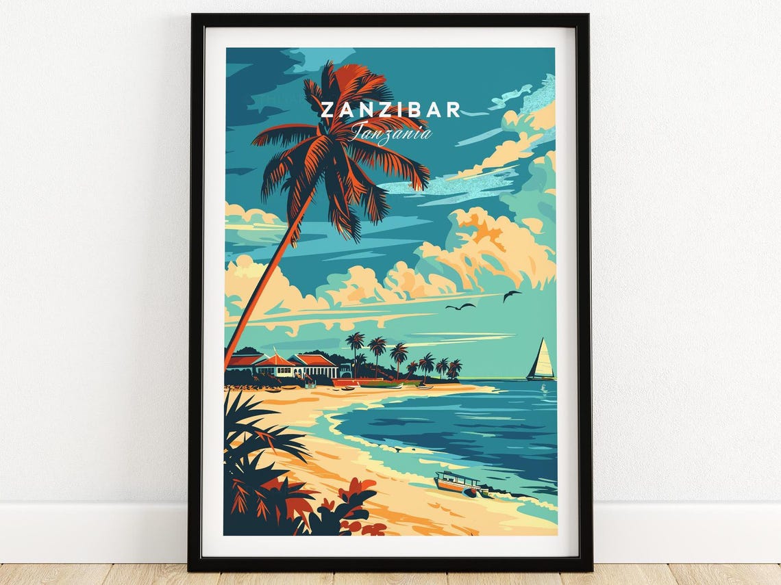 Zanzibar Travel Poster Tanzania Zanzibar Artwork Poster Gift Tanzania Home Decor Zanzibar Illustration Art Lover Tanzania Print