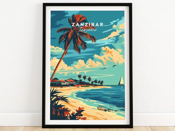 Zanzibar Travel Poster Tanzania Zanzibar Artwork Poster Gift Tanzania Home Decor Zanzibar Illustration Art Lover Tanzania Print