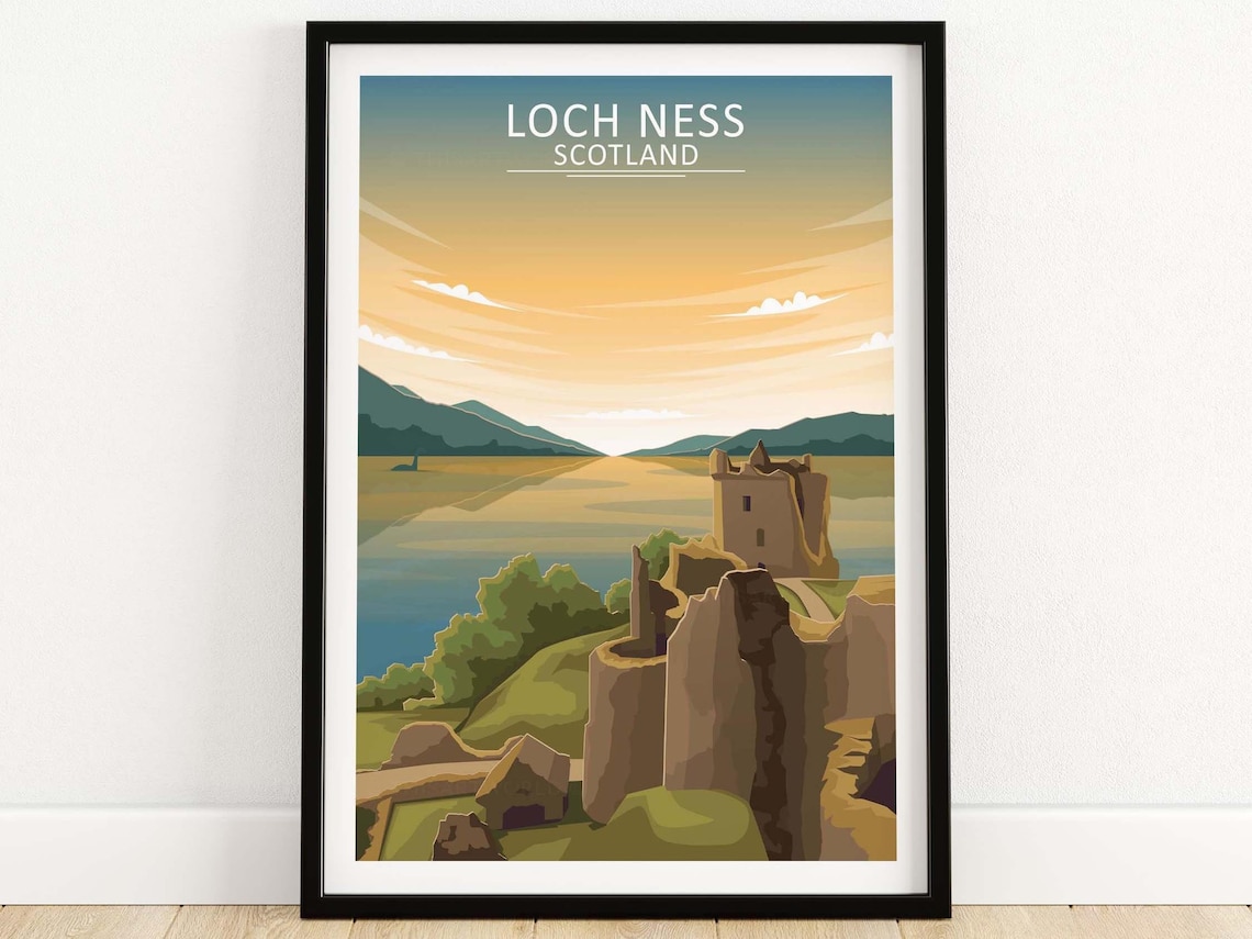 Loch Ness Travel Poster, Scottish Highlands Art Print