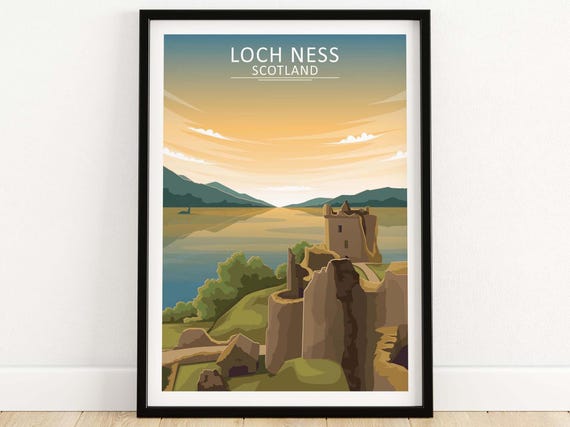 Loch Ness Travel Poster, Scottish Highlands Art Print