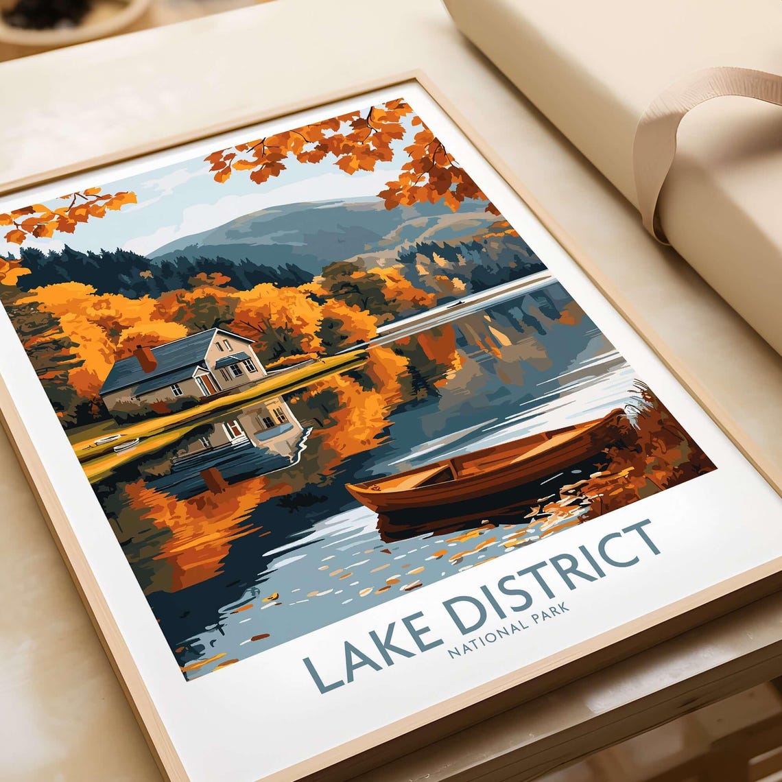 Lake District England Travel Poster, Home Decoration