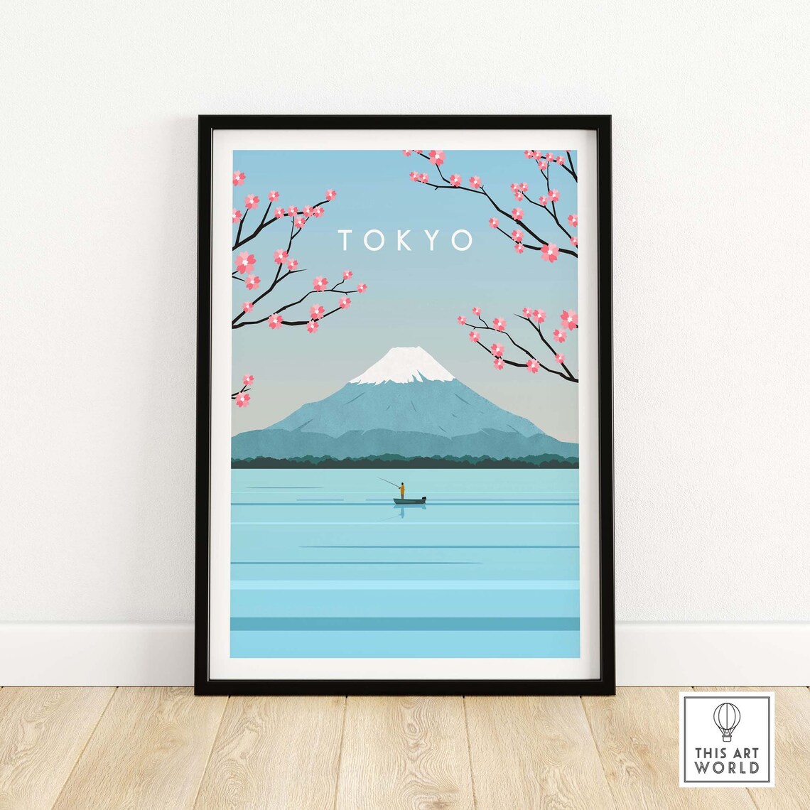 Tokyo Travel Poster, Japanese Cherry Blossom Minimalist