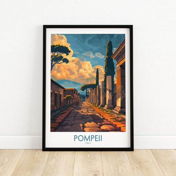 Pompeii Art Print Wall Italy Travel Poster Naples Artwork Gift Illustration Lover