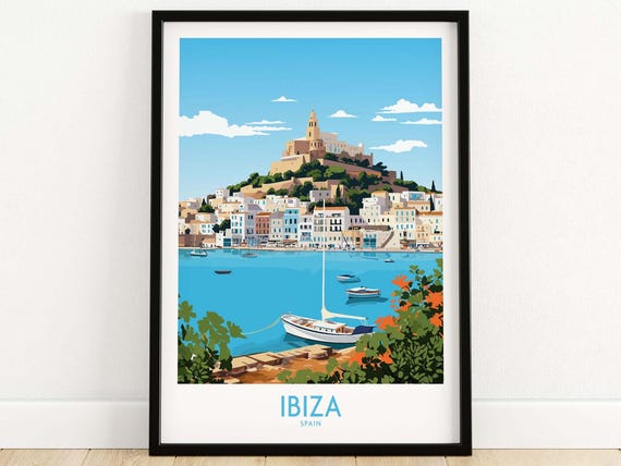 Ibiza Poster Wall Art Print Travel Home Dcor Gift Illustration Artwork Birthday Present