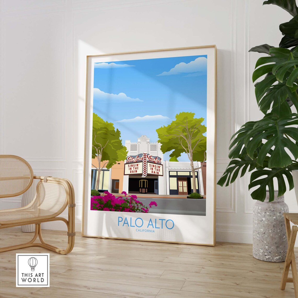 Palo Alto California Stanford Theatre Singin In The Rain Vintage Poster - Image 3