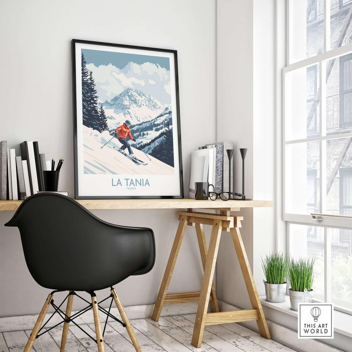 La Tania Ski Lodge Art Print, Winter Sports Art - Image 4