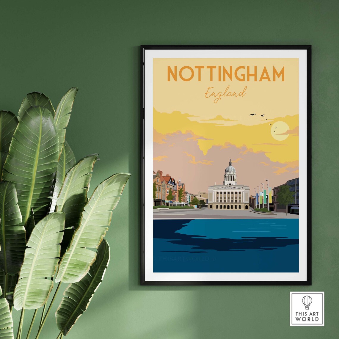 Nottingham England Travel Poster, East Midlands Art Print - Image 2