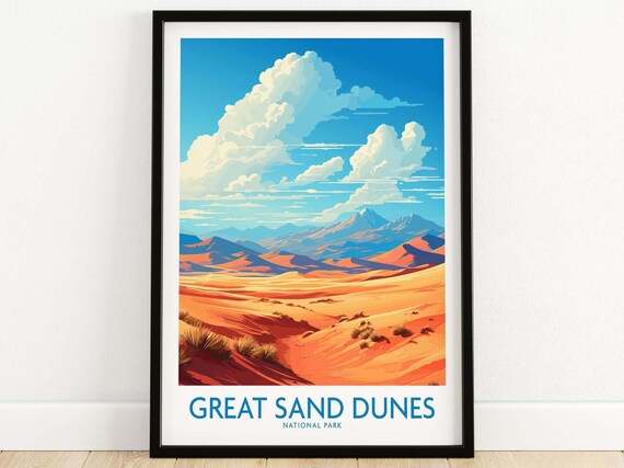 Great Sand Dunes National Park Golden Dunes Mountain Cloud Sky Poster