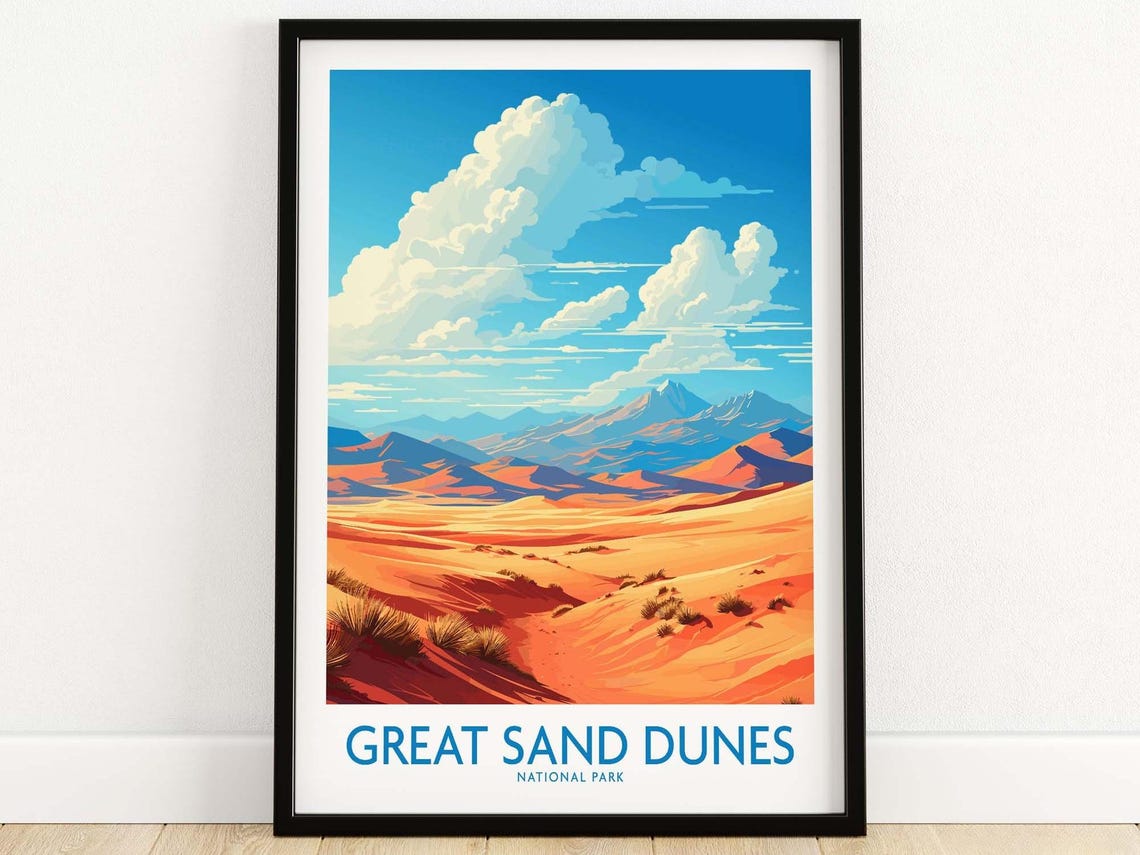 Great Sand Dunes National Park Golden Dunes Mountain Cloud Sky Poster