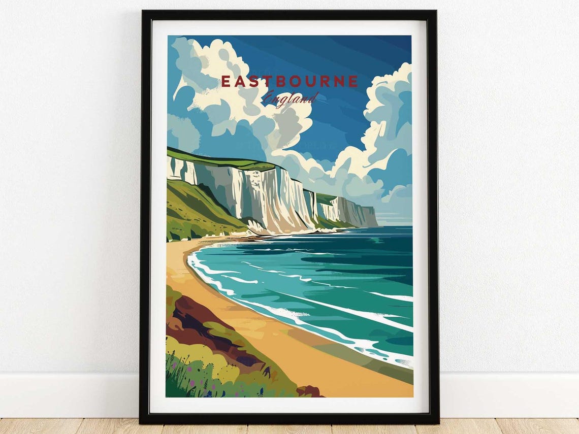 Eastbourne Travel Poster Wall Art Print Home Decor Artwork Gift Illustration Lover