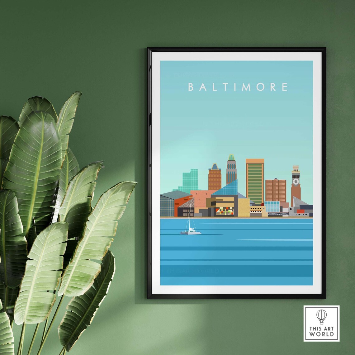 Baltimore Maryland Skyline Travel Poster, Art Print - Image 3