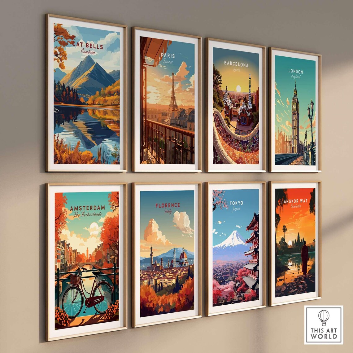 Cat Bells Cumbria Autumn Foliage Mountain Lake Reflection Travel Poster - Image 3