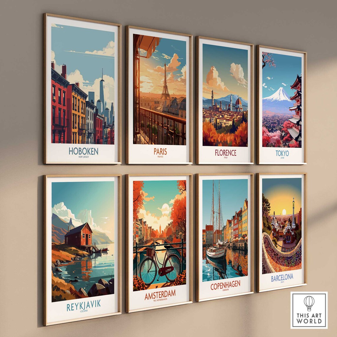 Hoboken New Jersey Historic Brownstone Rowhouses Skyline Poster - Image 3
