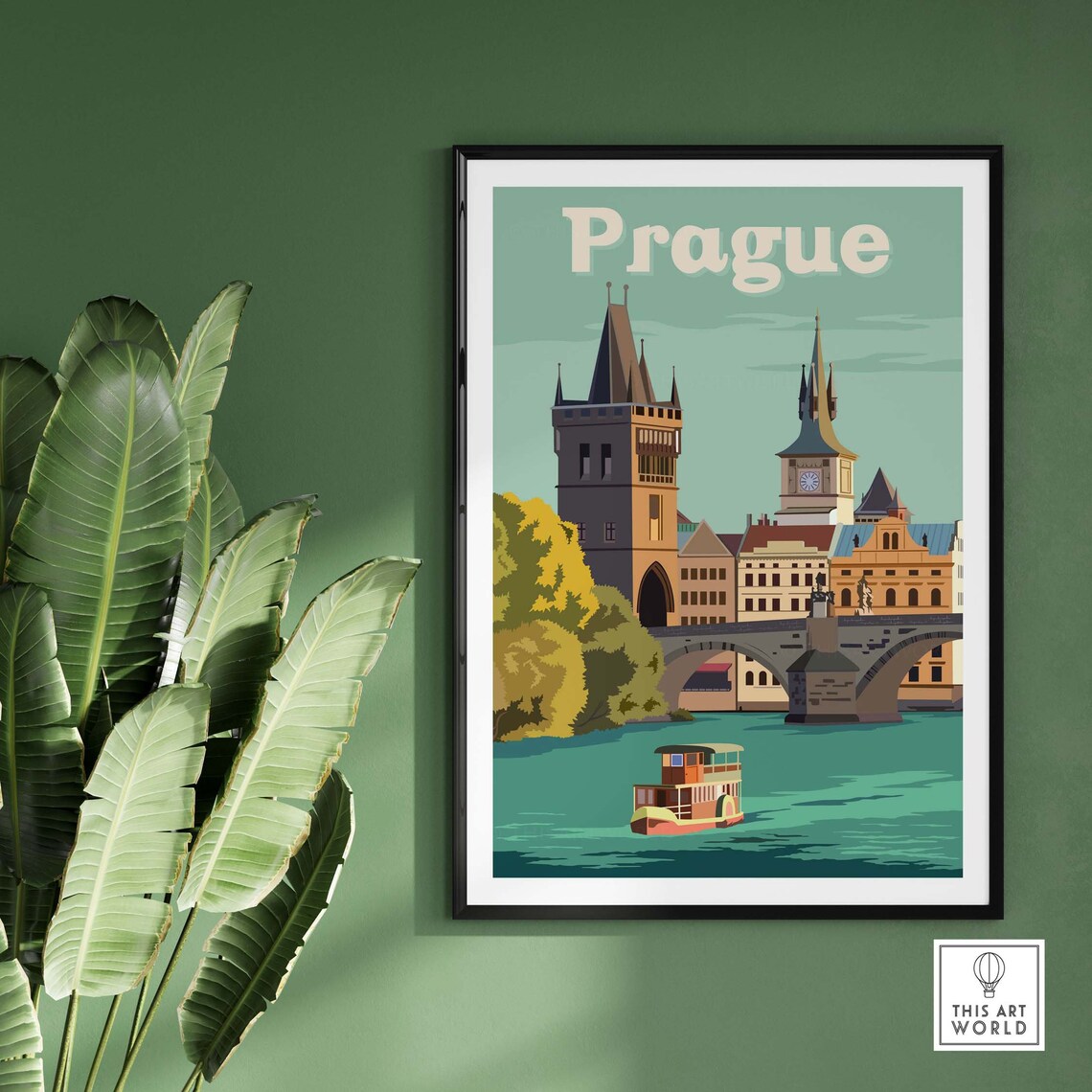 Prague Skyline Travel Poster, Czech City Wall Art - Image 2