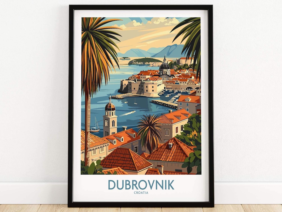 Dubrovnik Travel Poster, Europe Wall Art Decor