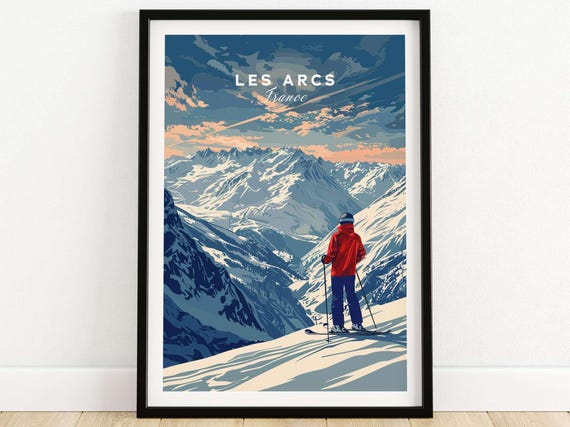 Les Arcs Wall Art Print France Poster Les Arcs Ski Resort Poster Winter Sports Artwork Adventure Home Decor Skiing Wall Art Gift For Skier