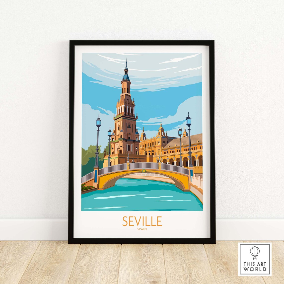 Seville Spain Travel Poster, Cityscape Art Print