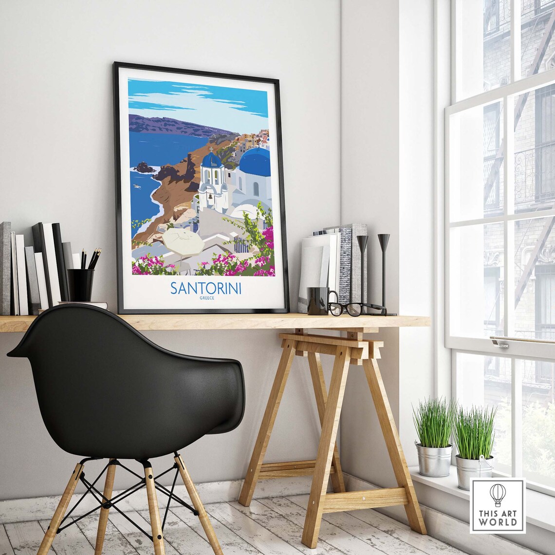 Santorini Greek Travel Poster, Greece Home Decor - Image 4