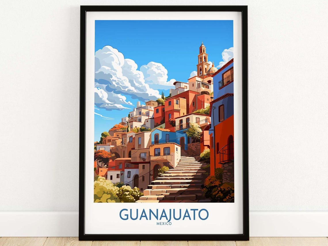 Guanajuato Mexico Wall Art Print Travel Print Home Dcor Poster Gift Illustration Artwork Birthday Present