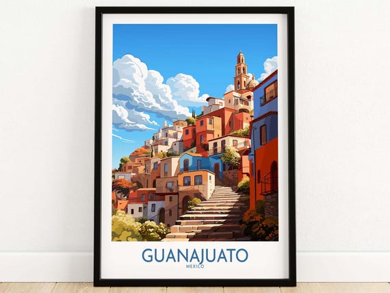 Guanajuato Mexico Wall Art Print Travel Print Home Dcor Poster Gift Illustration Artwork Birthday Present