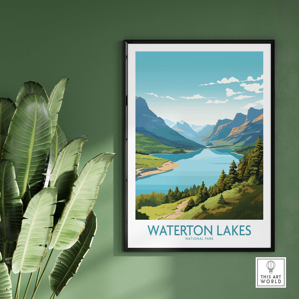 Waterton Lakes National Park Travel Poster, Park View - Image 2
