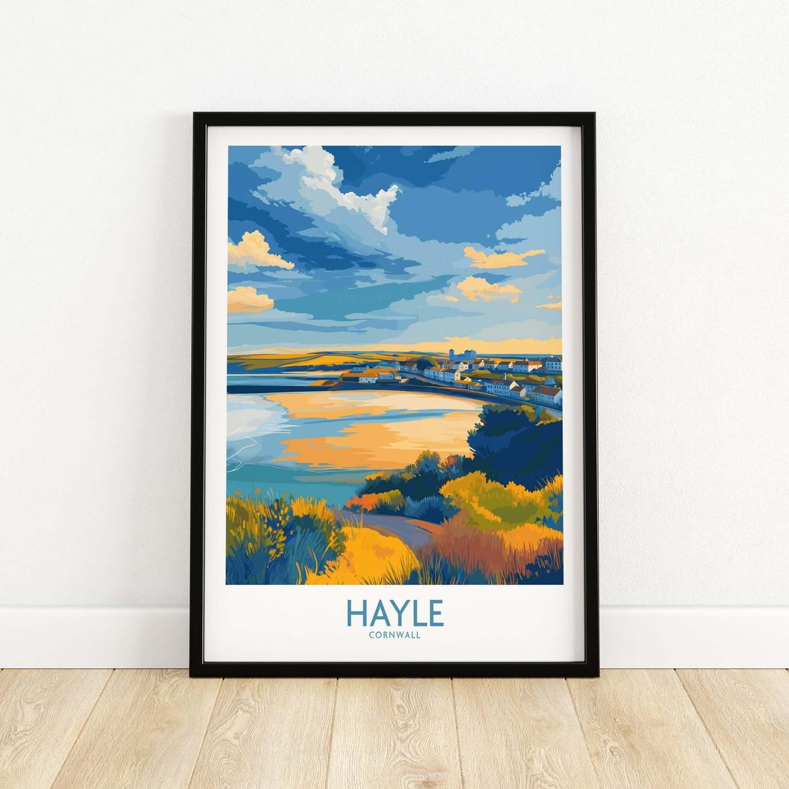 Hayle Cornwall Estuary Panorama Sunset Town Coastal View Poster