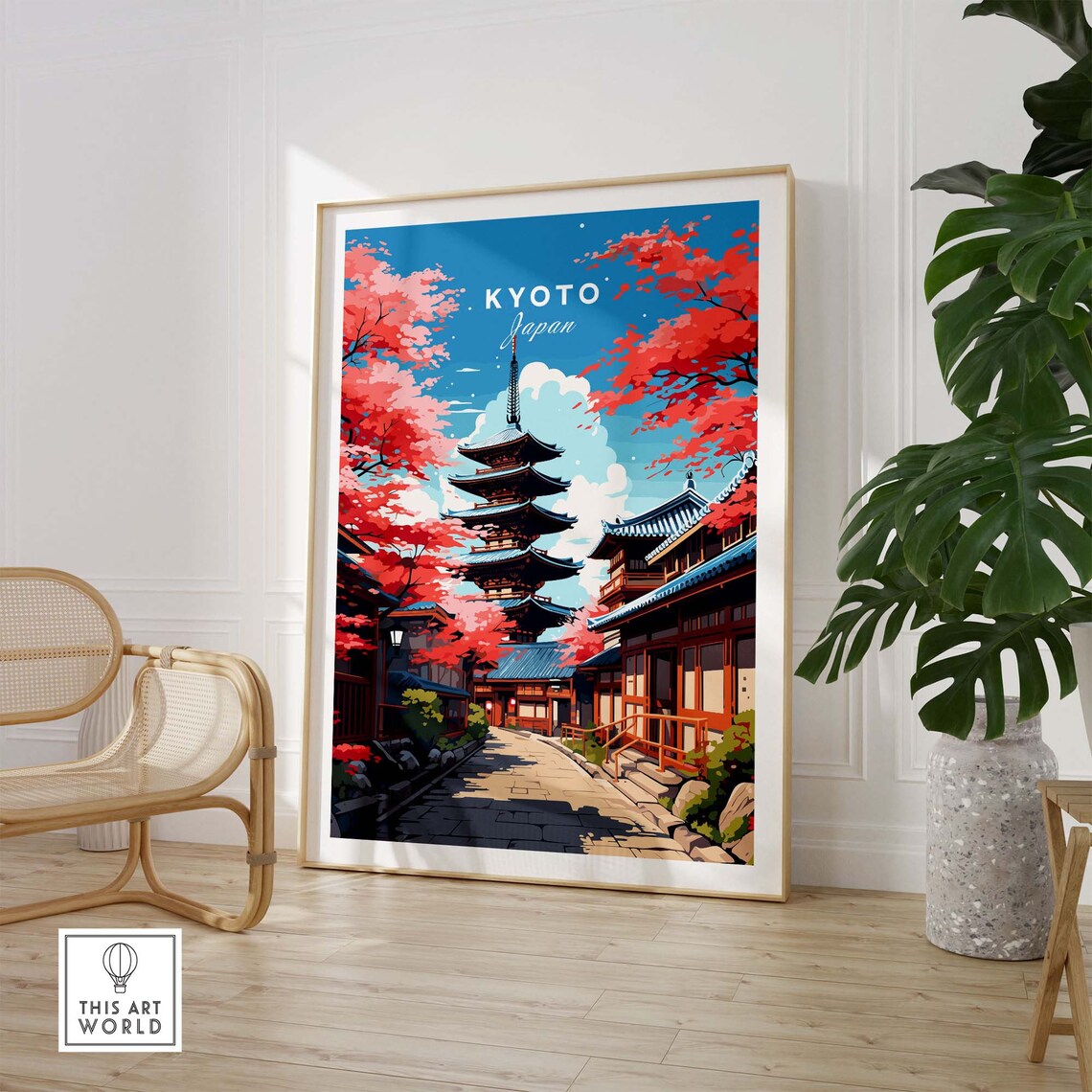 Kyoto Travel Poster Art Print, Japan Illustration - Image 2