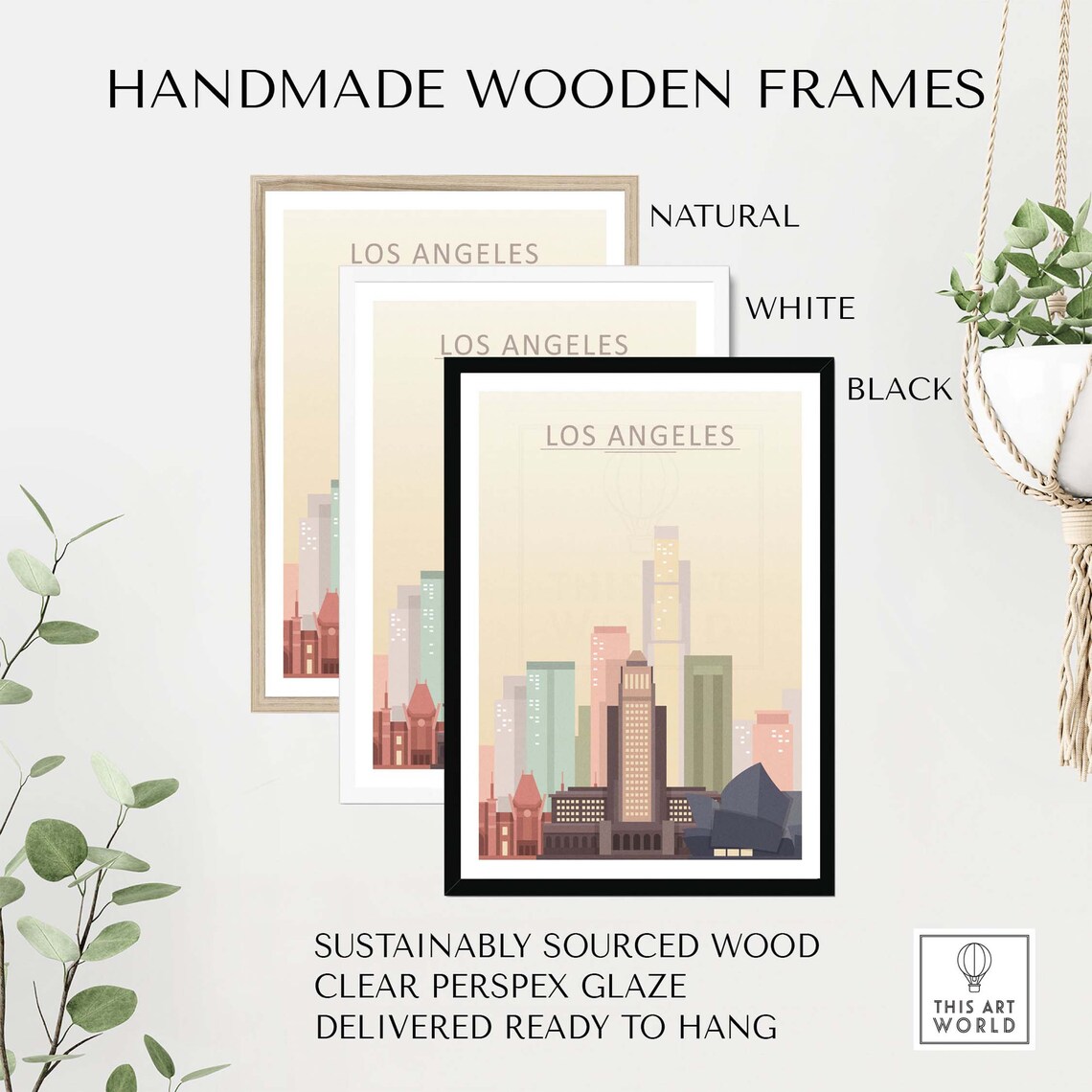 Los Angeles Skyline Pastel City Buildings Downtown Travel Poster - Image 2