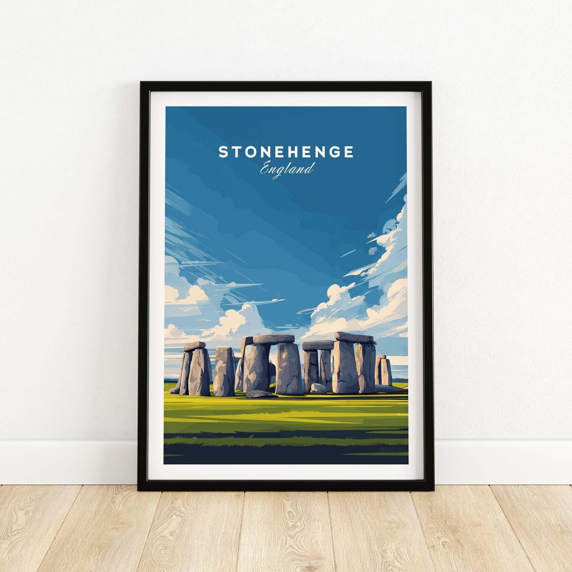 Stonehenge England Ancient Stones Bright Daylight Travel Poster