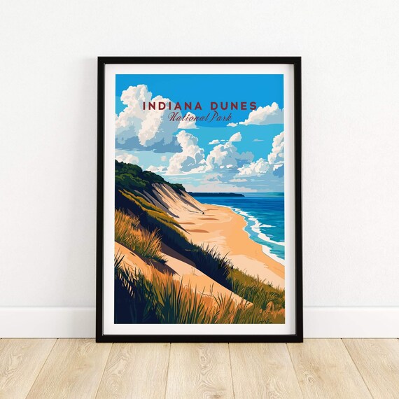 Indiana Dunes Travel Poster, National Park Art