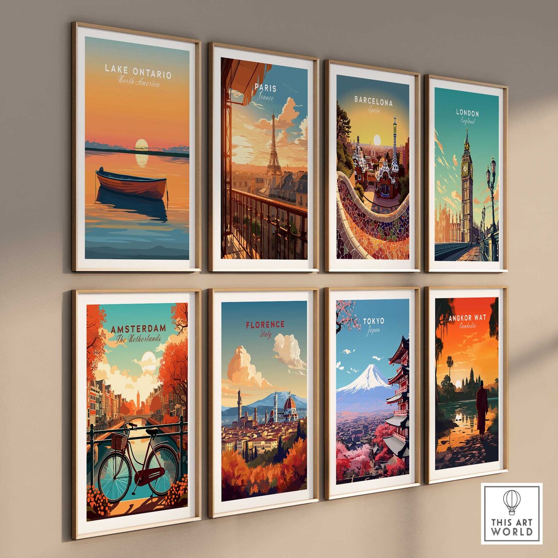 Lake Ontario North America Orange Sunset Canoe Reflection Poster - Image 3