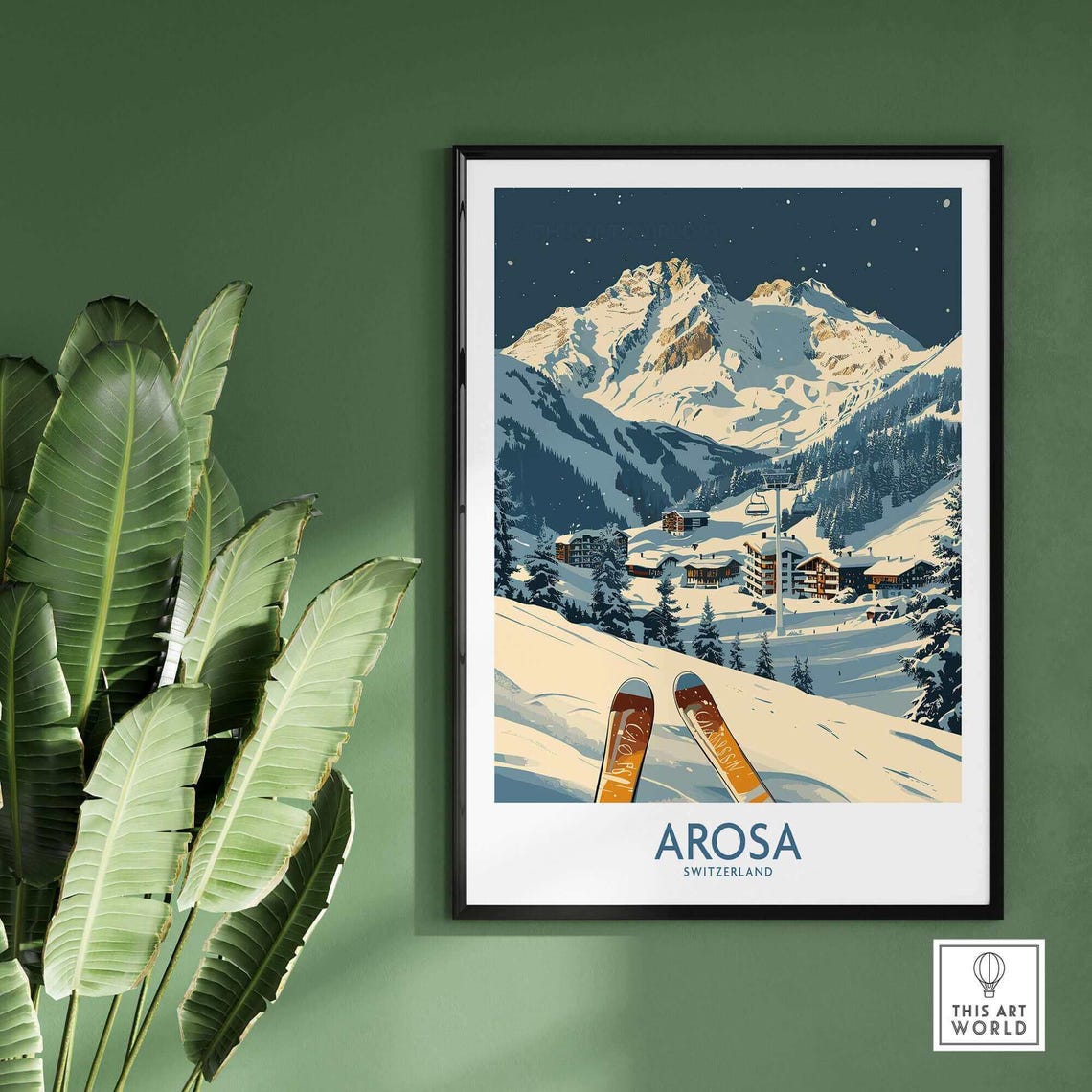 Arosa Ski Print, Switzerland Winter Sports Art - Image 2